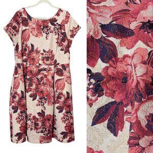 NWT ADRIANNA PAPELL DRESS RED FLORAL COCKTAIL PARTY MATELASSE WEDDING GUEST